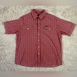 XL Vintage Y2K ROCAWEAR Short Sleeve Button Down Shirt Red Plaid Streetwear‎